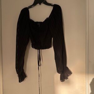 ASOS Black Sheer Long Sleeve Blouse